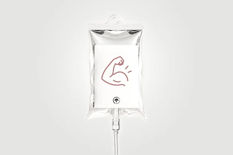Muscle IV bag for IV therapy at Panda Revival Lab in Surrey