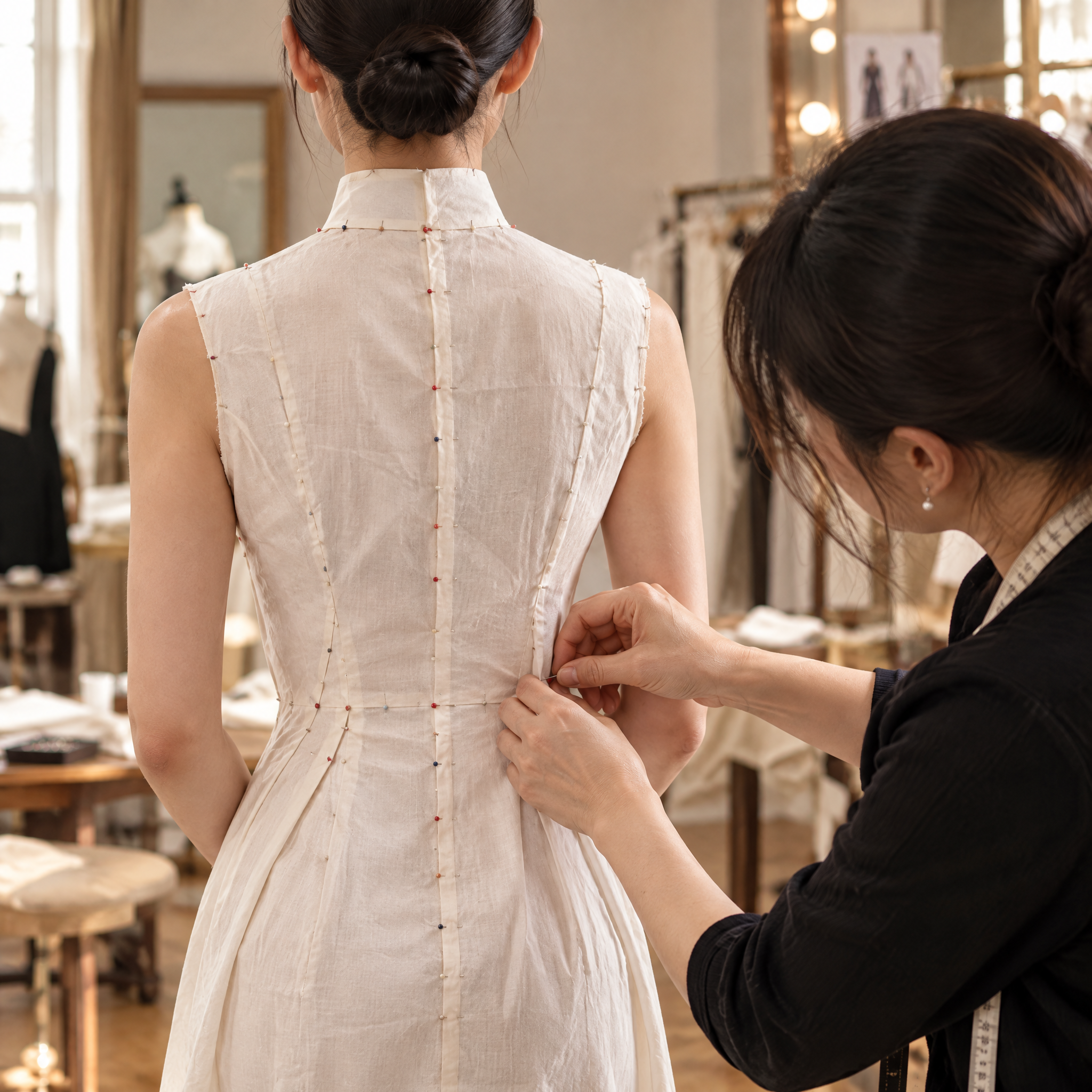 A toile fitting in the atelier