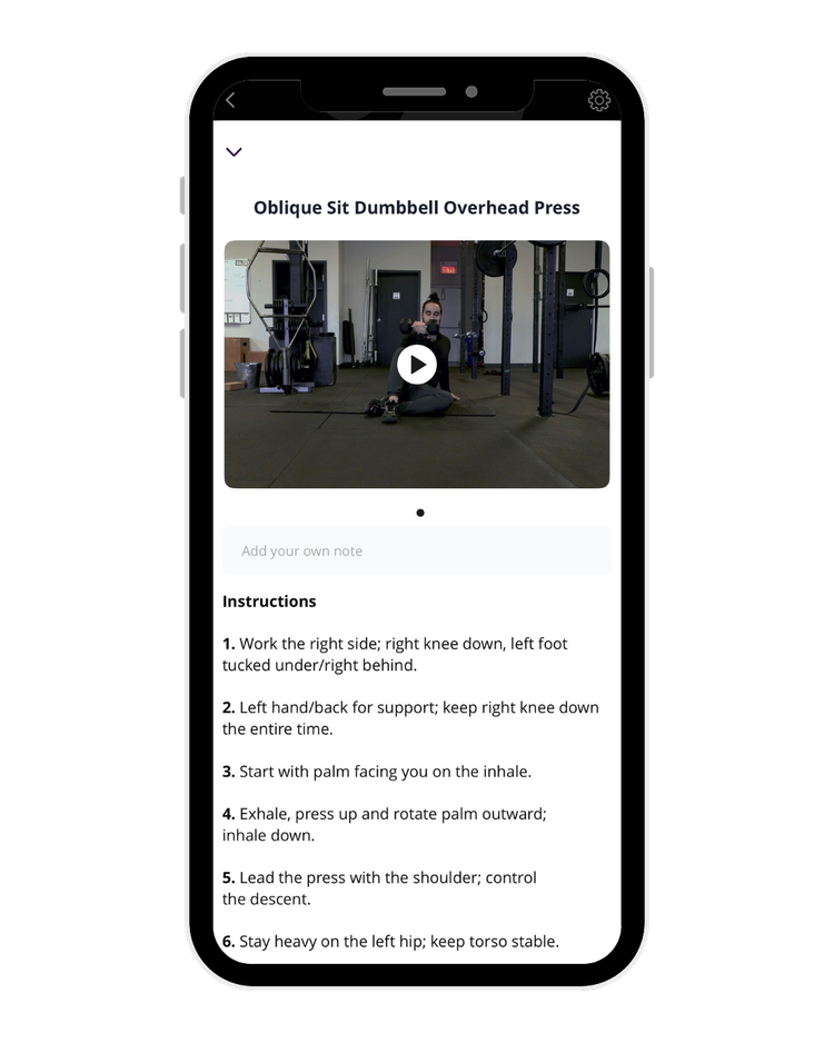 Exercise detail with video and cues