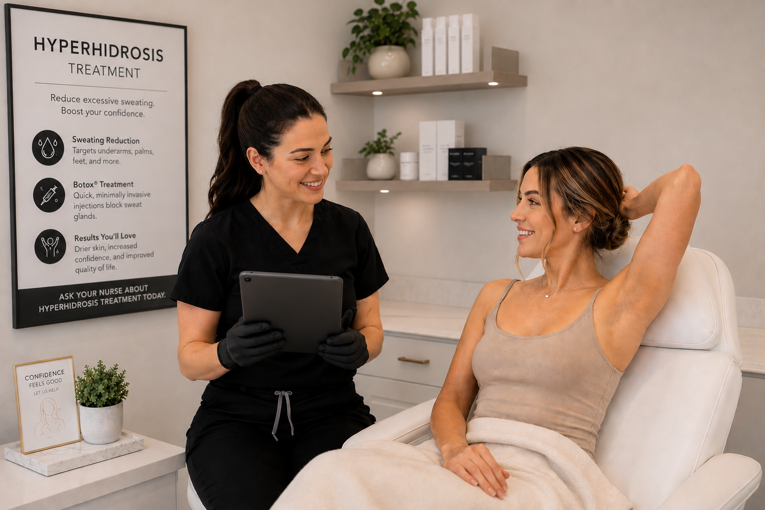 Hyperhidrosis excessive sweating treatment at Glamore Beauty Bar Skin and Laser Clinic in Brampton