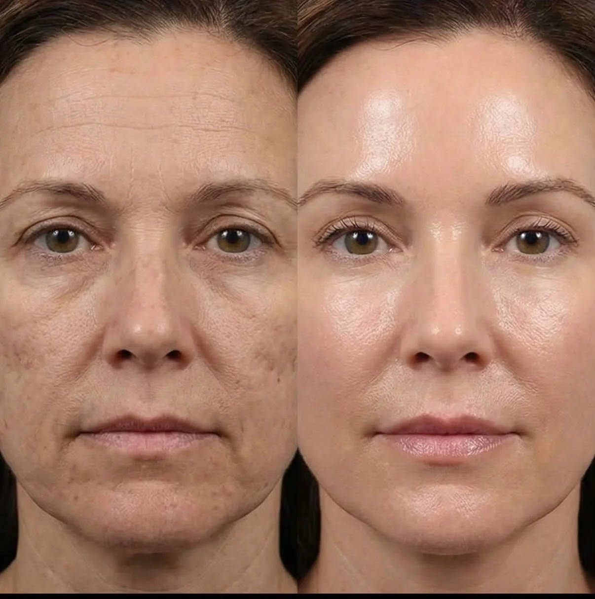 Texture and aging skin before and after regenerative microneedling result