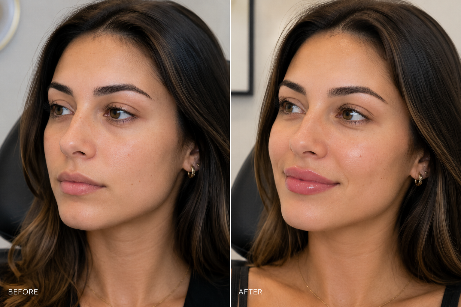 Dermal filler before and after result at Glamore Beauty Bar Skin and Laser Clinic in Brampton