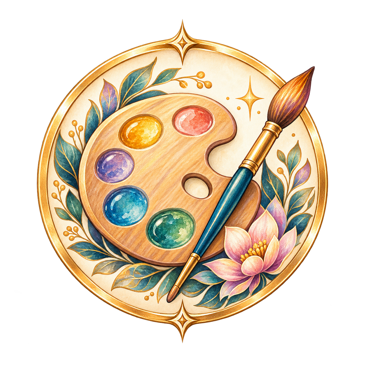 Artist palette and brush for creativity