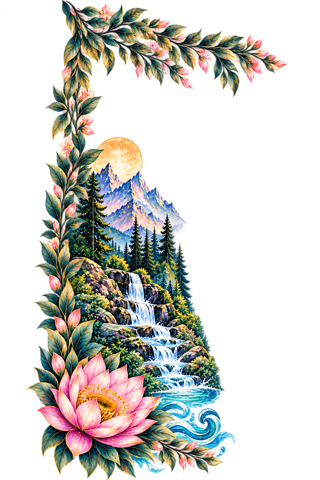 Watercolor creative sanctuary landscape