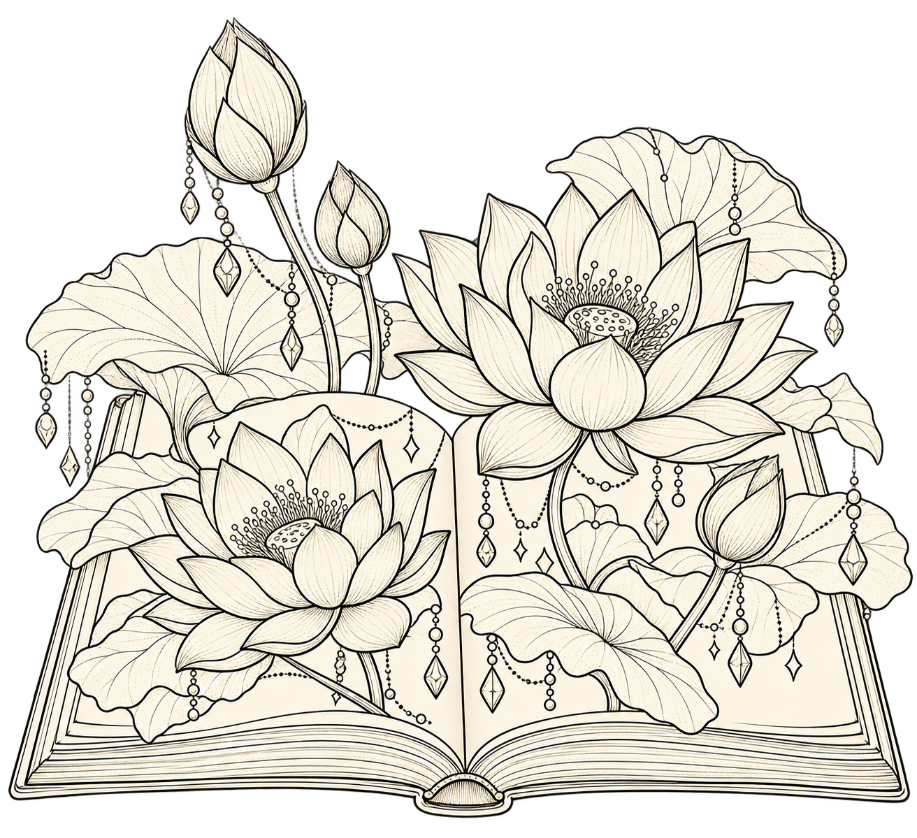 Botanical line art coloring page