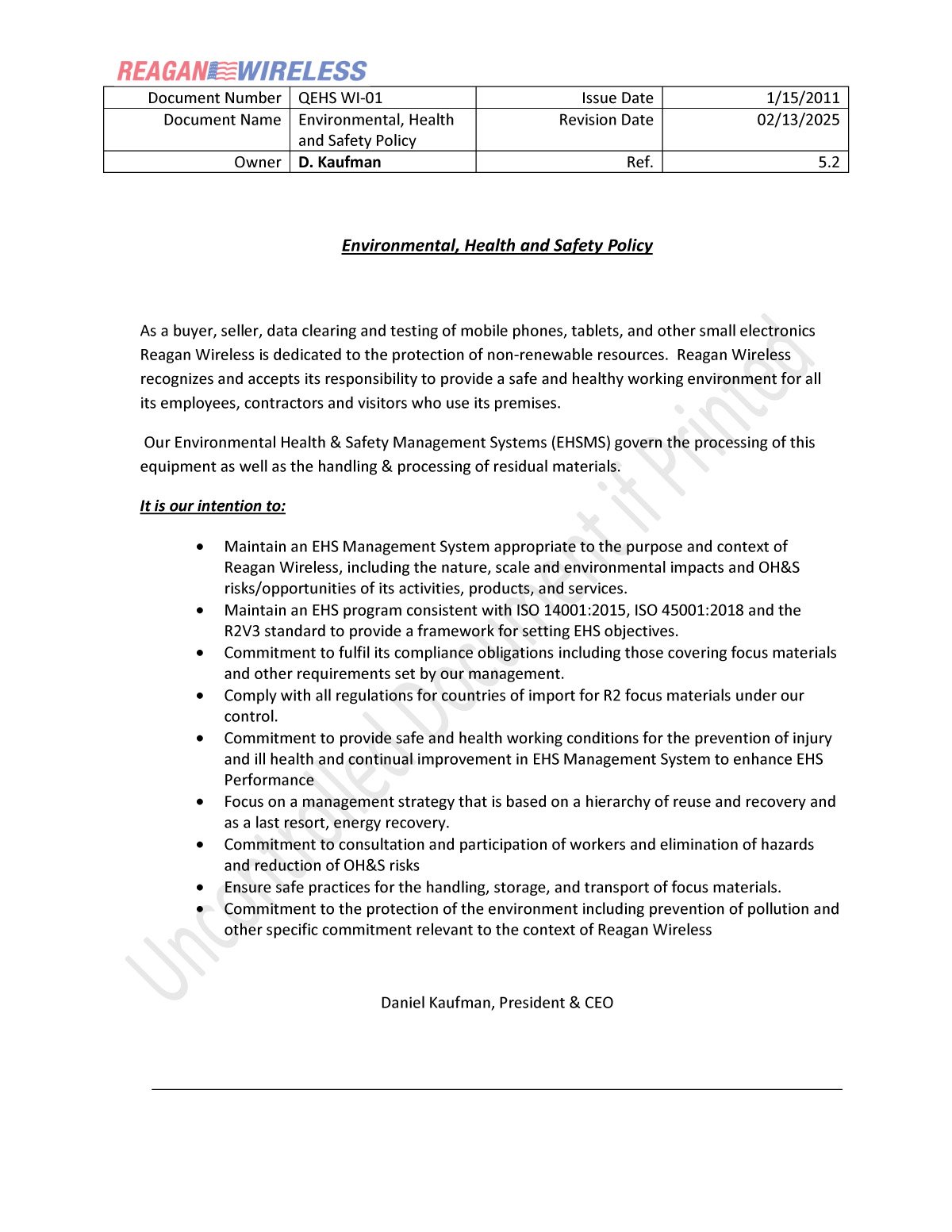 EHS POLICY