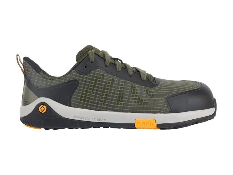 Baak Pan S1 barefoot werkschoen in groen textiel