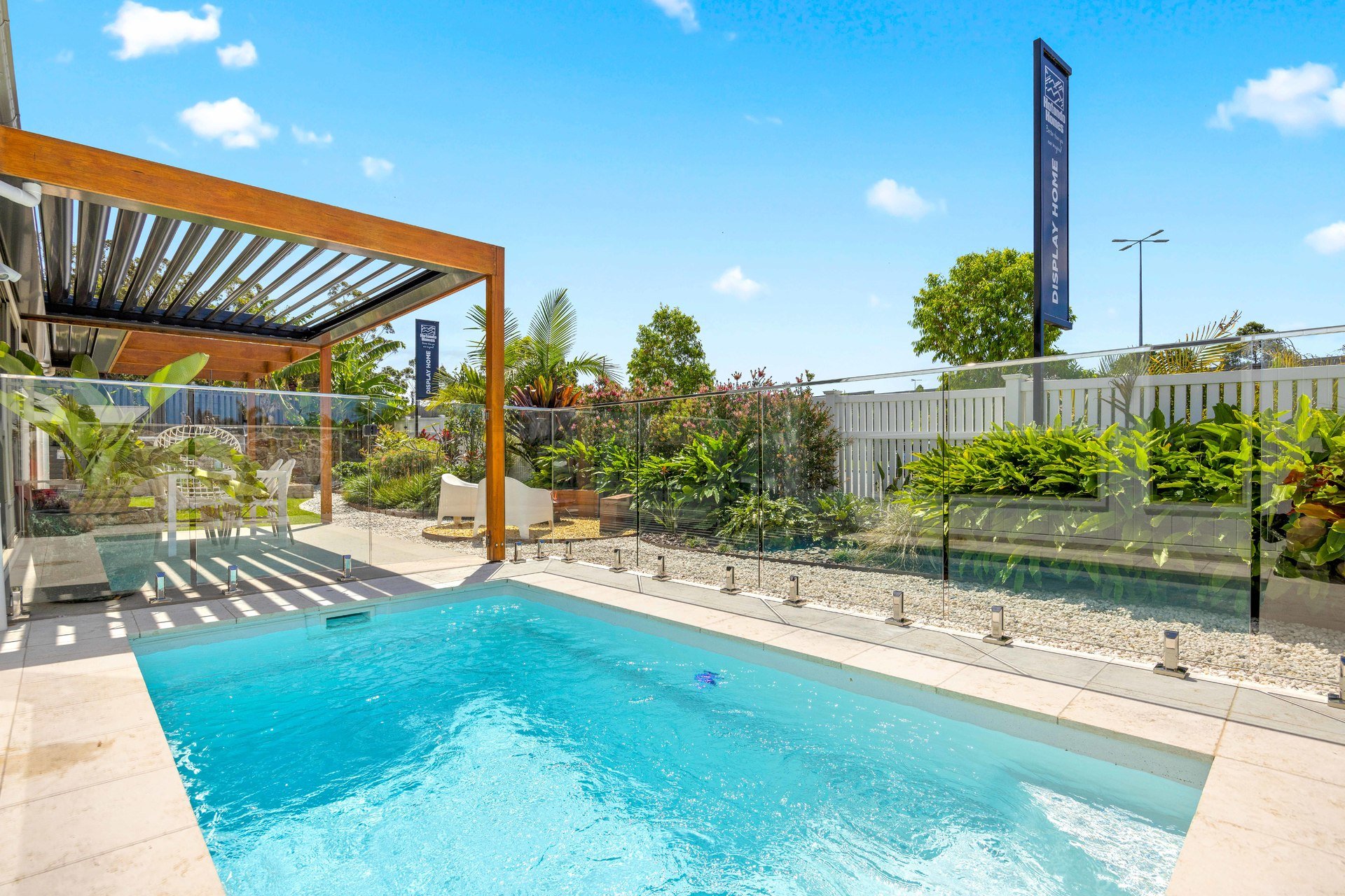 Louvretec opening roof outdoor living area by Port Patios