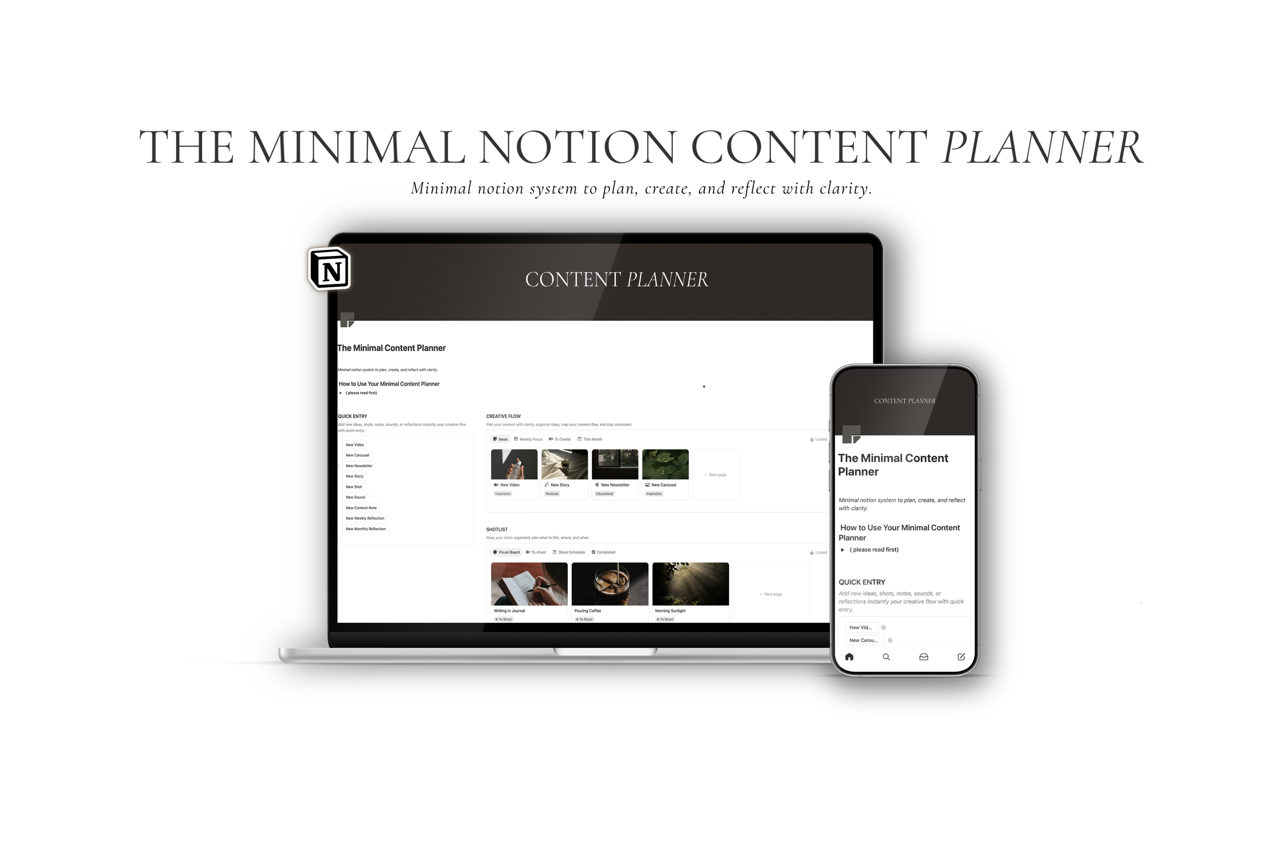 The Minimal Content Planner preview