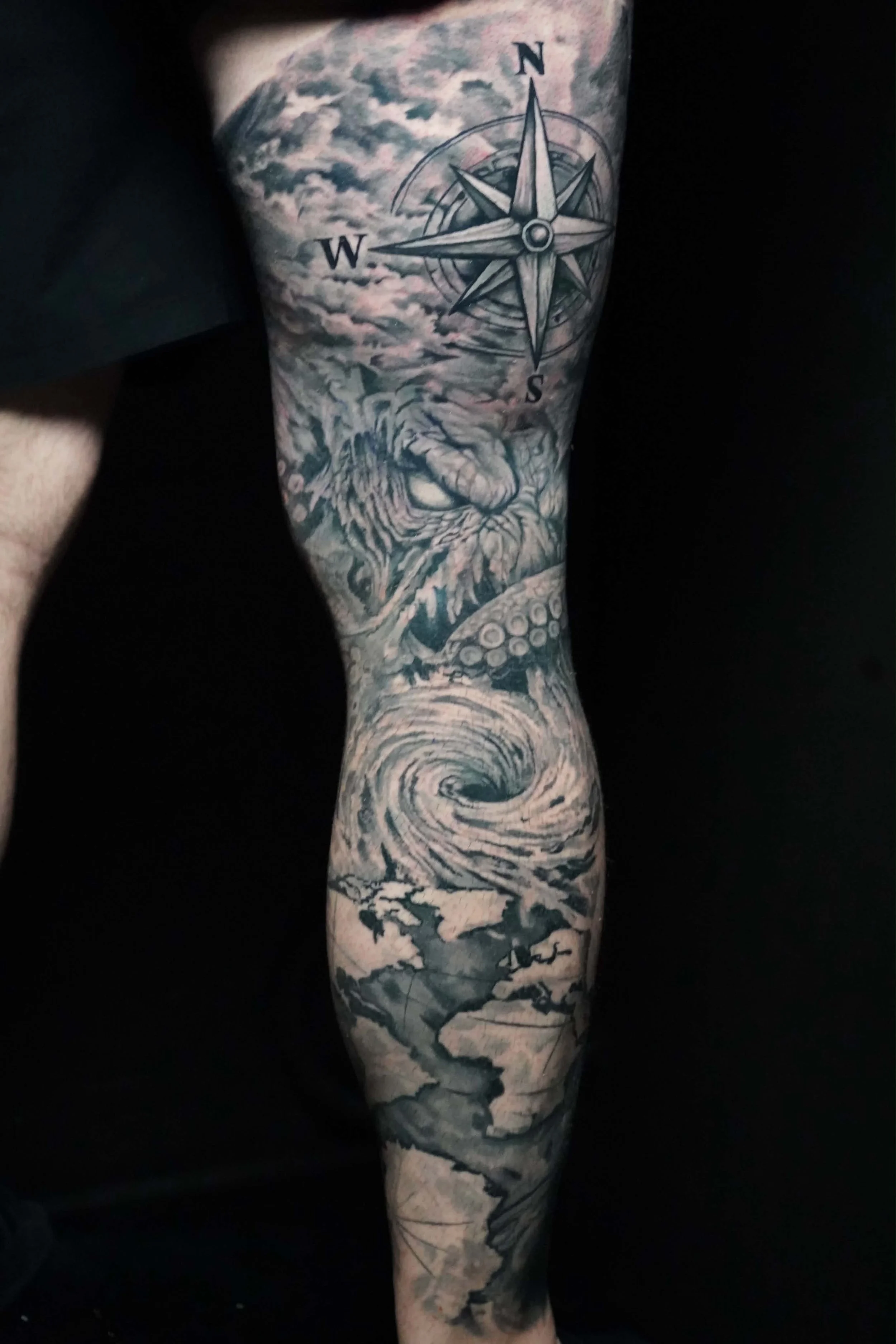 Detailed black and grey tattoo by Timmy Grounds black and grey tattoo artist near me