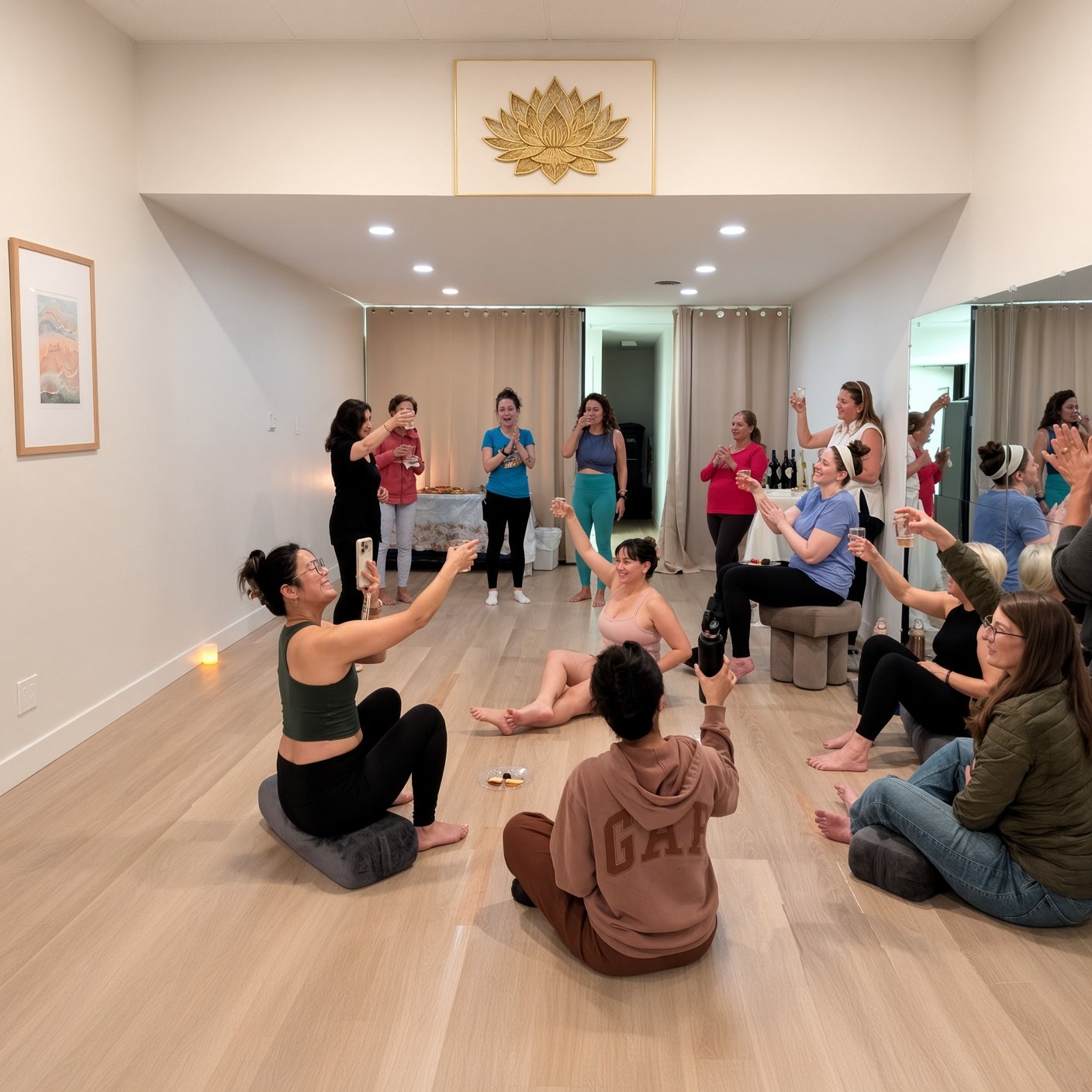 Private group celebration at Love and Light Yoga