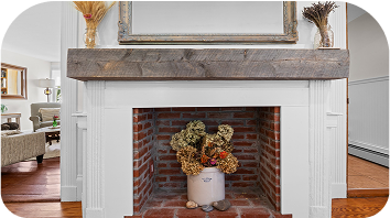 Cozy fireplace meditation space