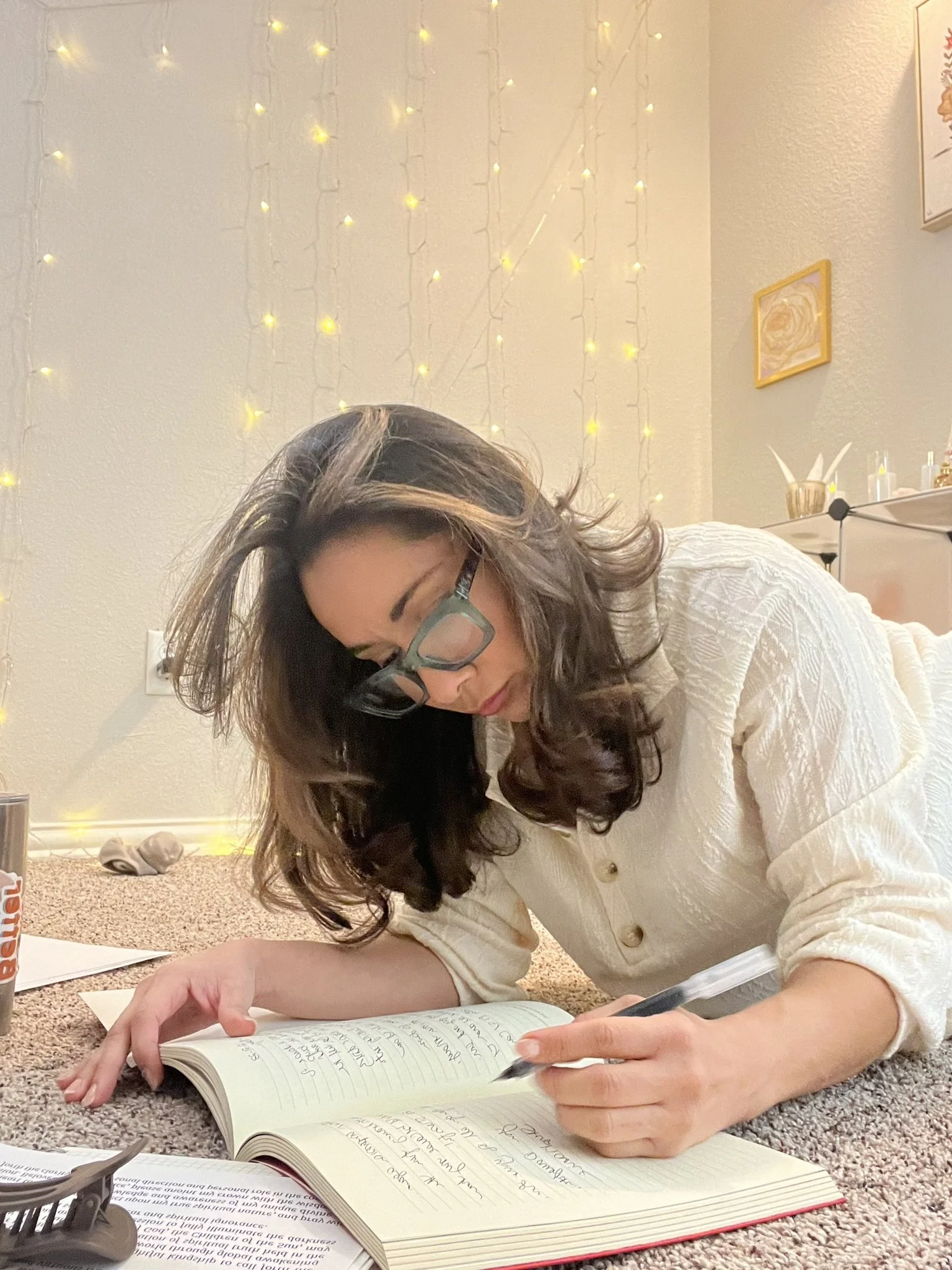 Stephanie writing in her journal