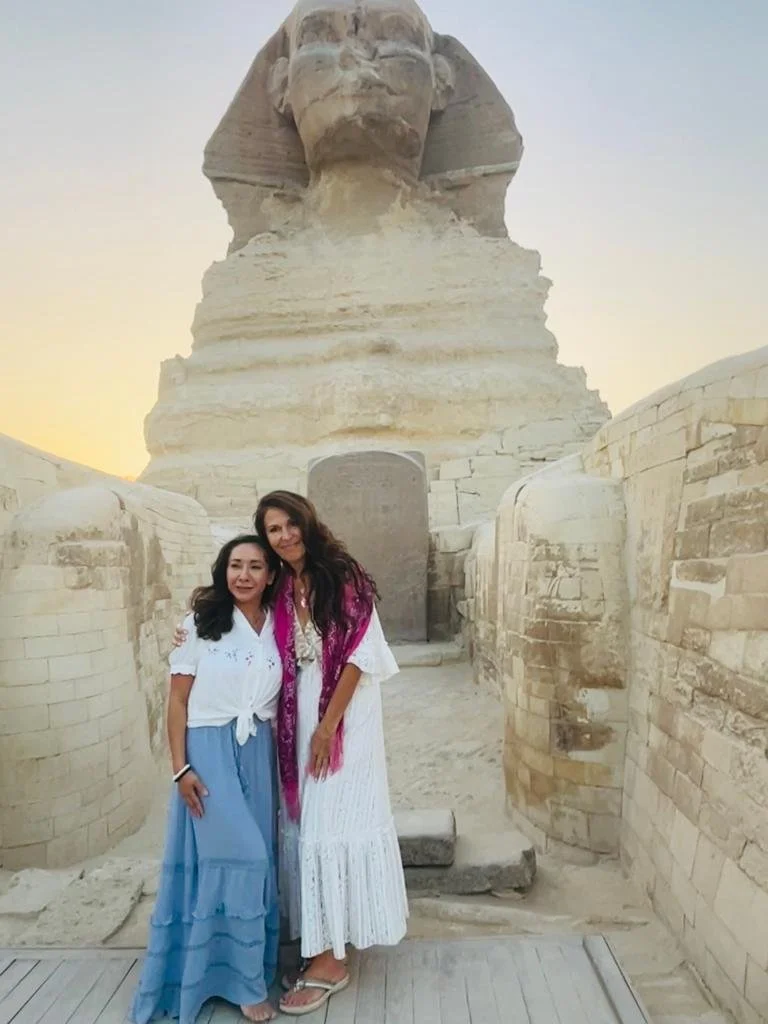 Stephanie and Keleena together in front of the Sphinx in Egypt