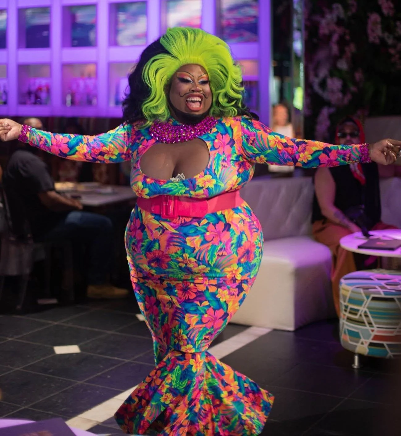 Drag performer entertaining guests during Sunday Drag Brunch at The Montrose Country Club in Houston