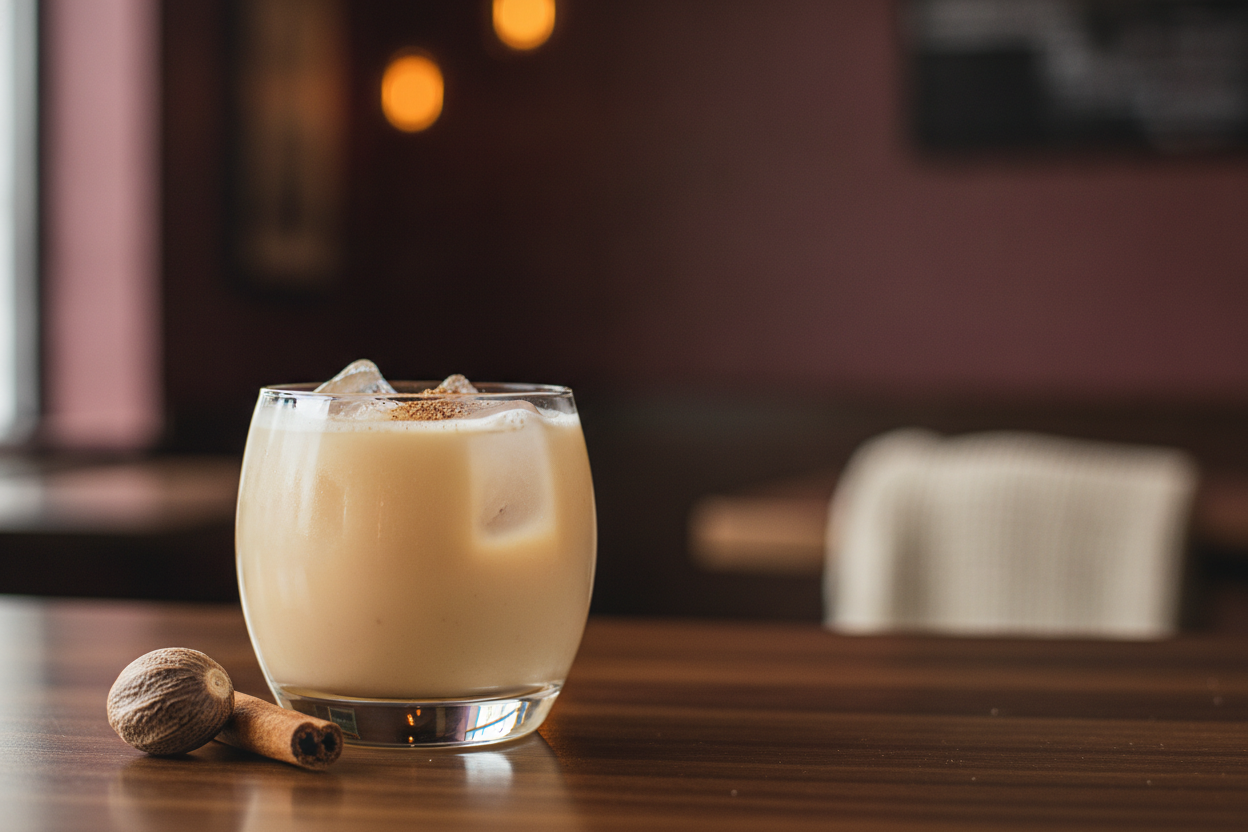 Horchata Nigori Spice Cup over ice with nutmeg and cinnamon.