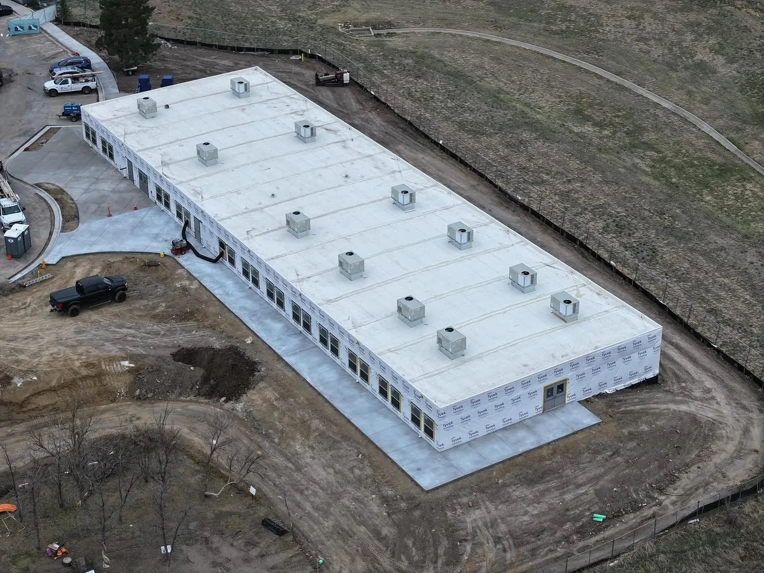 Aerial view of Global Village Academy Parker during the 12-classroom construction project