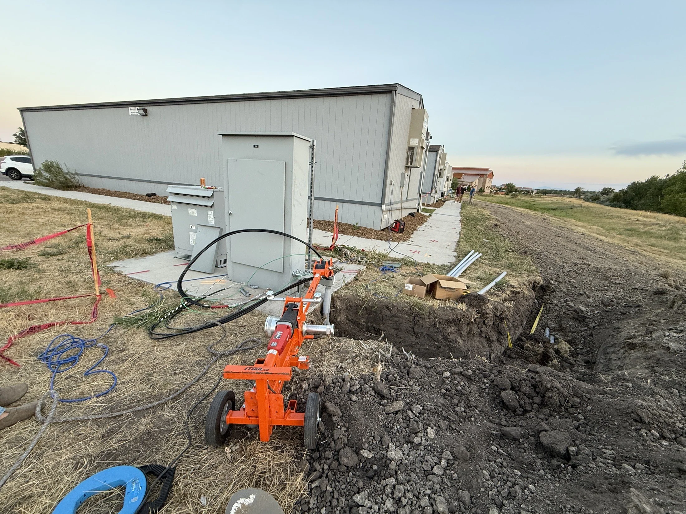 Grand Mountain School exterior electrical equipment and site work in progress
