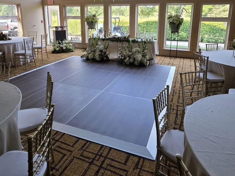 Dance floor set up for a wedding reception