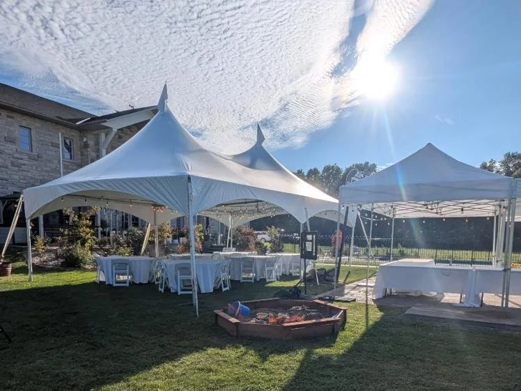 Premium tent package in Brantford backyard