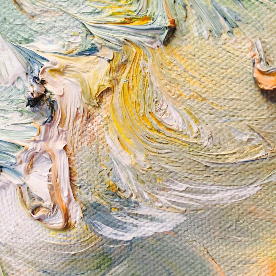 Detail of oil paint and brush strokes