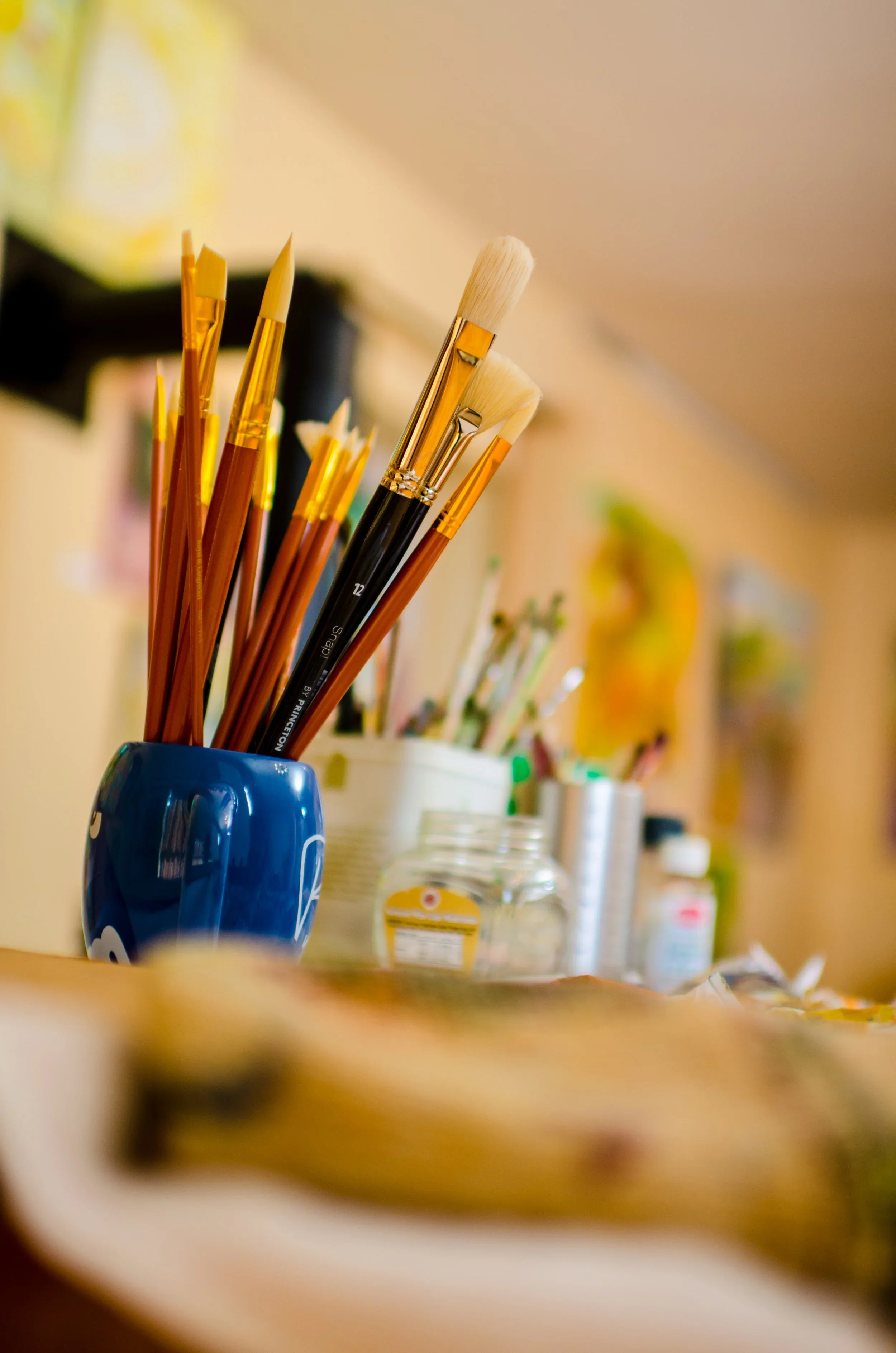 Artist brushes in Irina Gorbman's studio