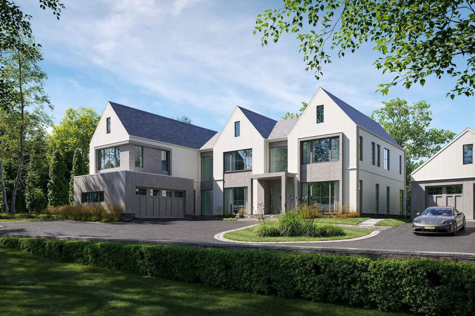 Three Gables House — visualization by Bobak Studio, architecture by Further Architecture, Fairfield, Connecticut, USA