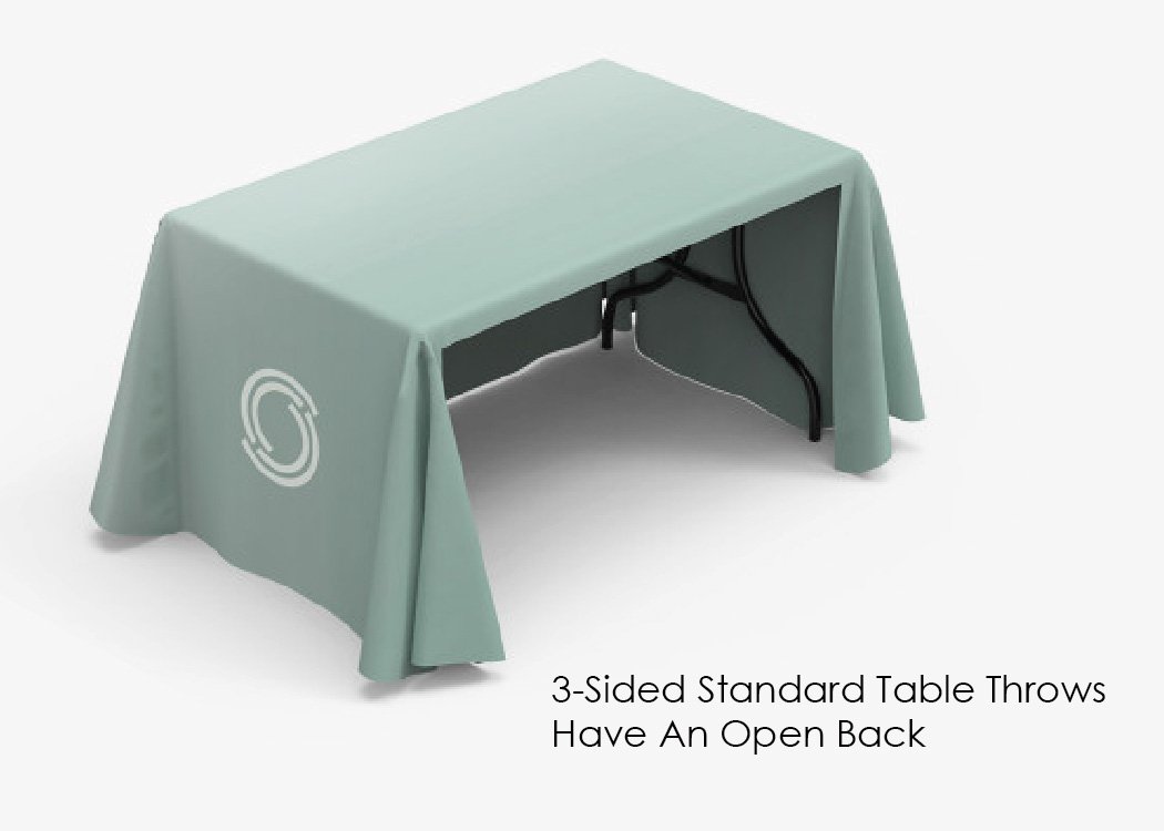 Custom Printed Standard Closed Back 3-Sided Table Throw