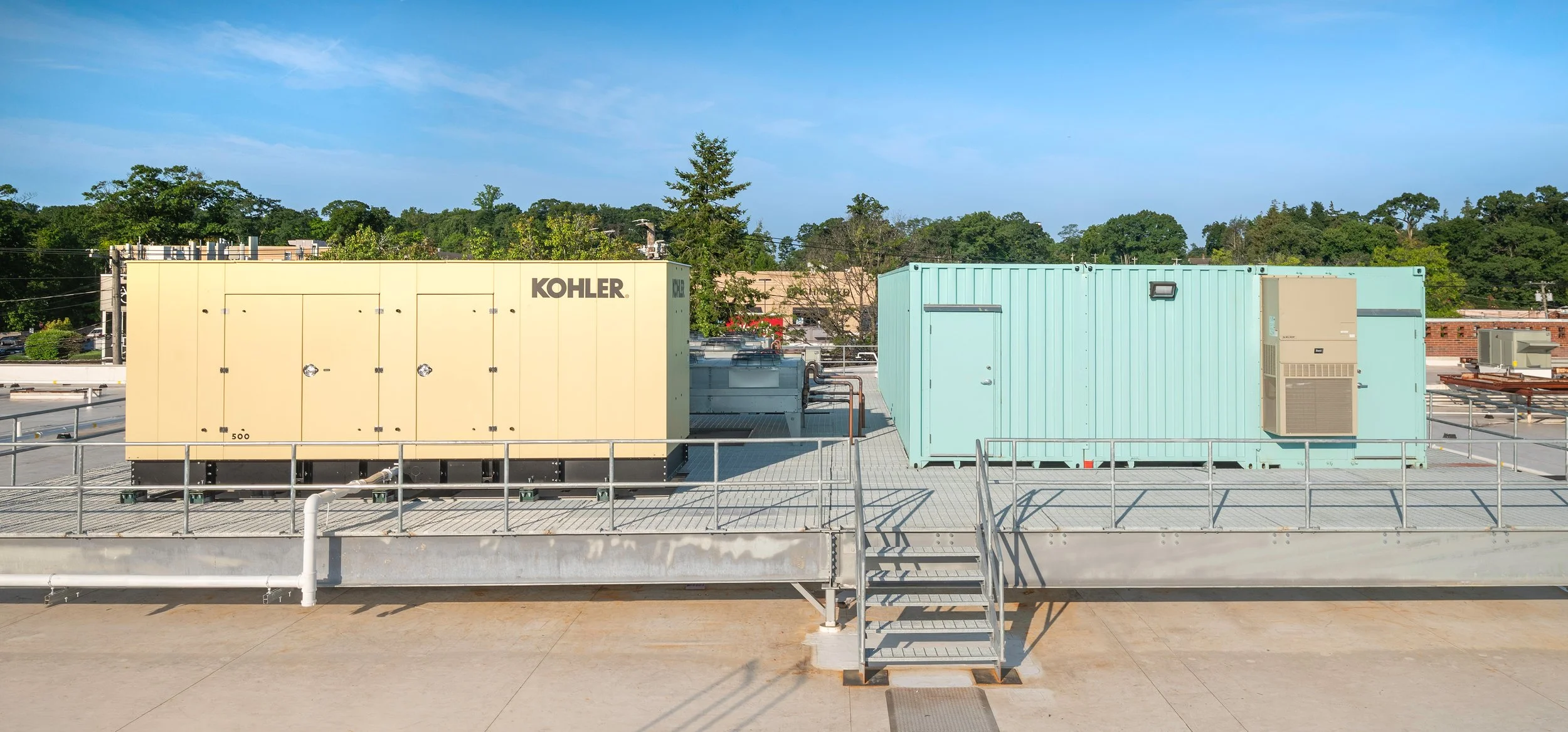 Uncle Giuseppe's rooftop Kohler generator — commercial photography Long Island NY