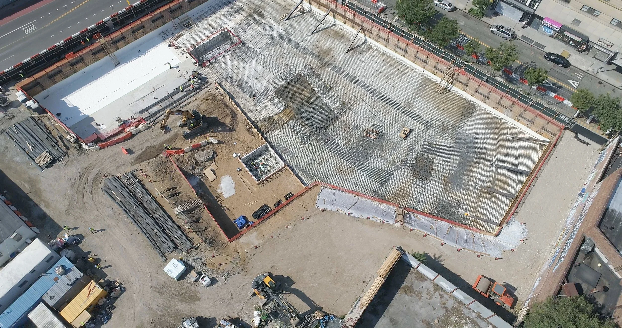 Archer Towers Phase 1 Foundation — aerial drone documentation NYC