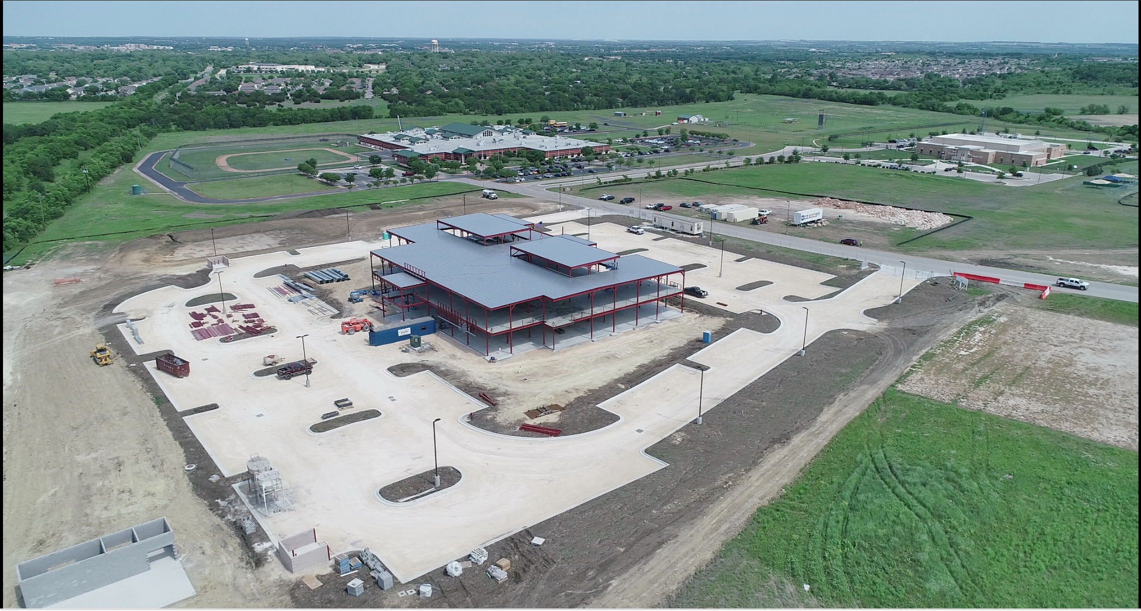 Construction phase 4 near completion aerial drone documentation