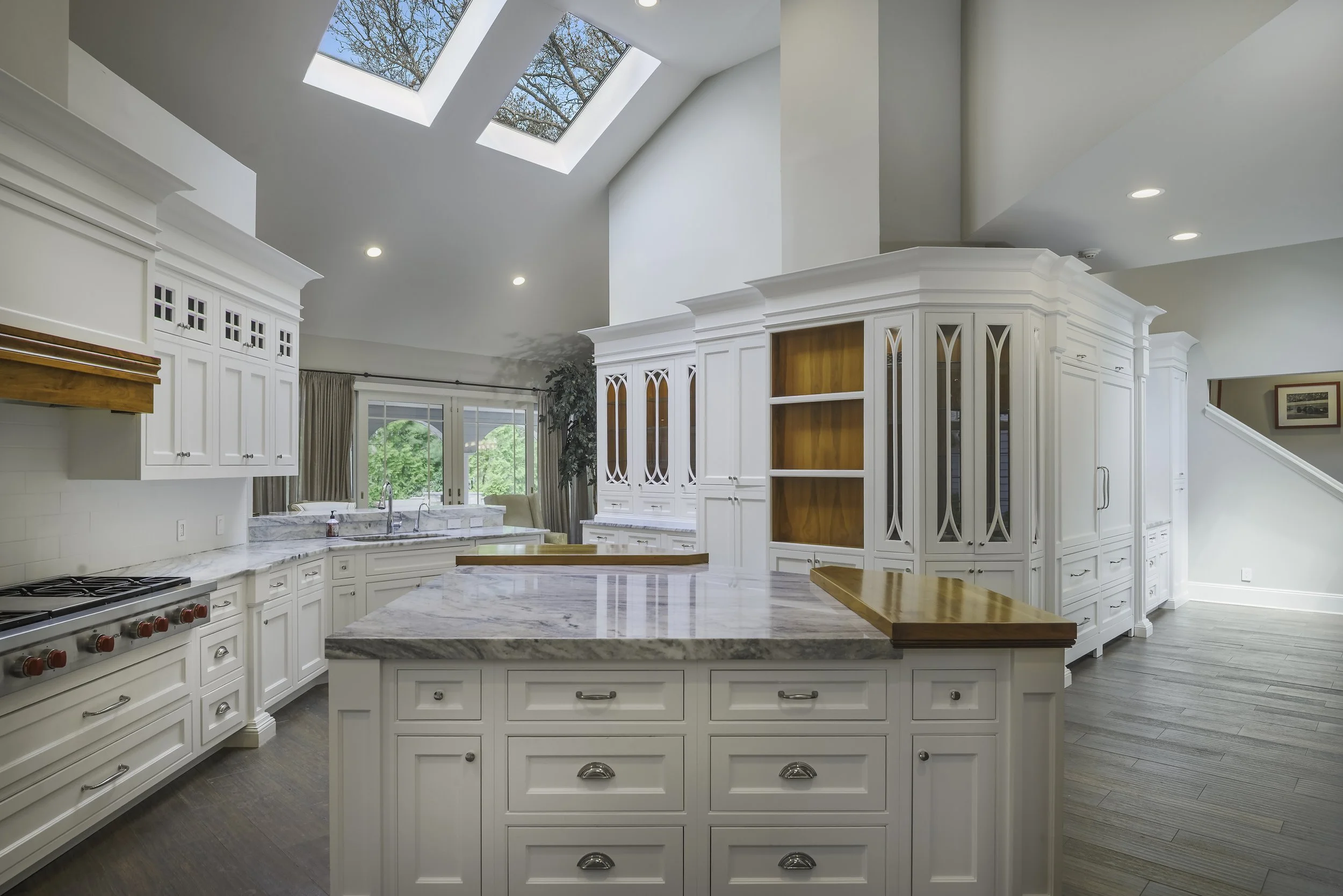 Long Island estate kitchen skylights marble island — Palma Design