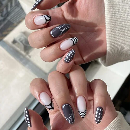 Hard gel manicure with hand-painted nail art design at Mars Nails NYC Hard gel manicure with hand-painted nail art design at Mars Nails NYC