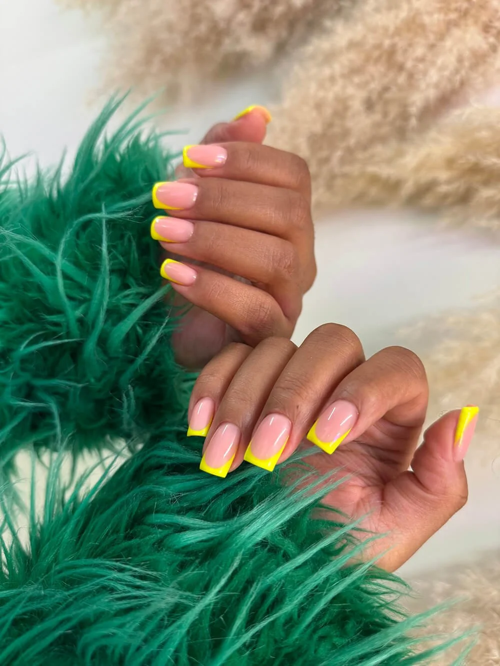 Russian gel manicure with neon French tips