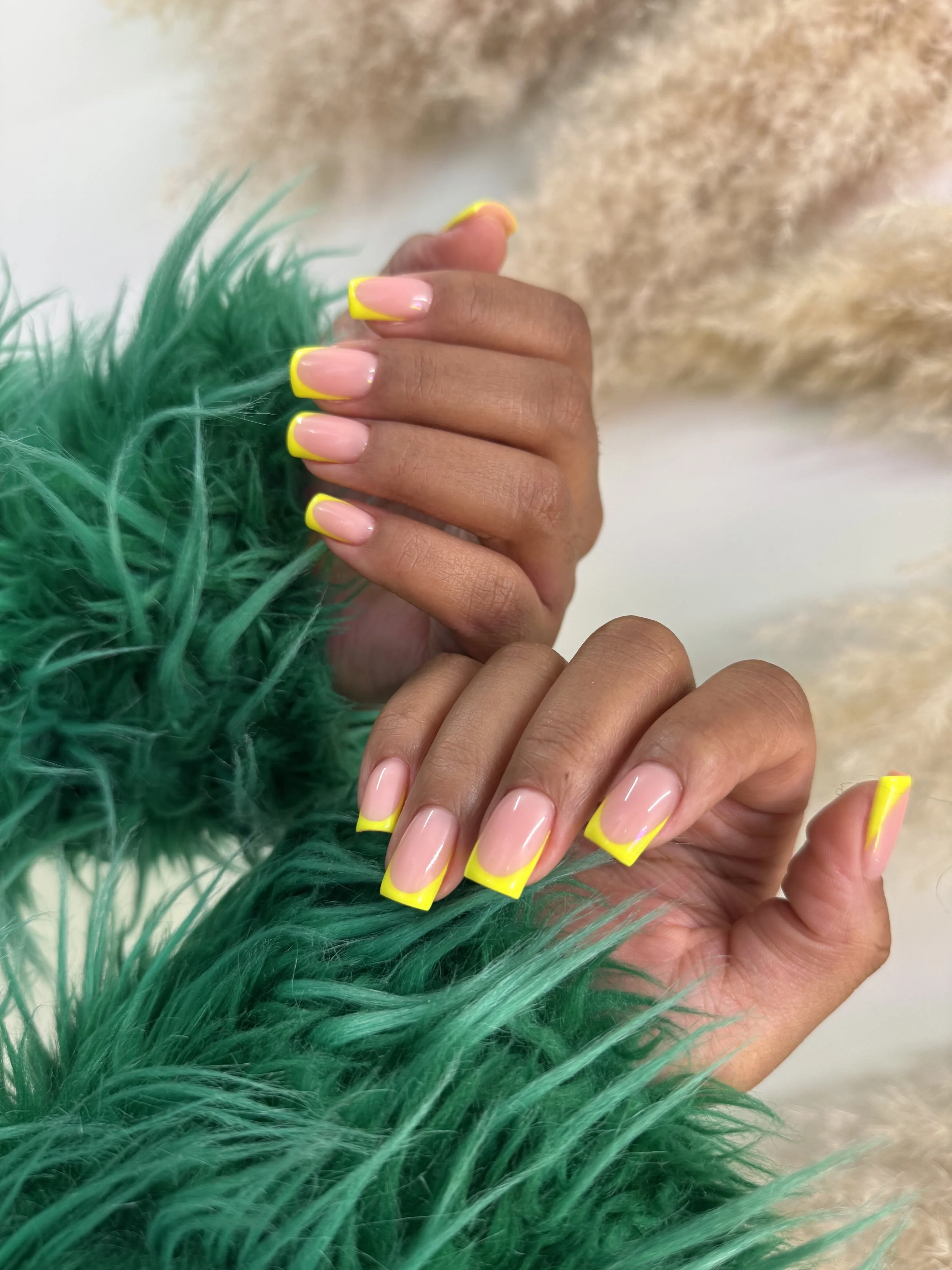 Russian gel manicure with neon French tips