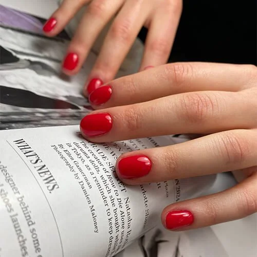 Classic red Russian manicure with perfect cuticle finish at Mars Nails NYC Classic red Russian manicure with perfect cuticle finish at Mars Nails NYC