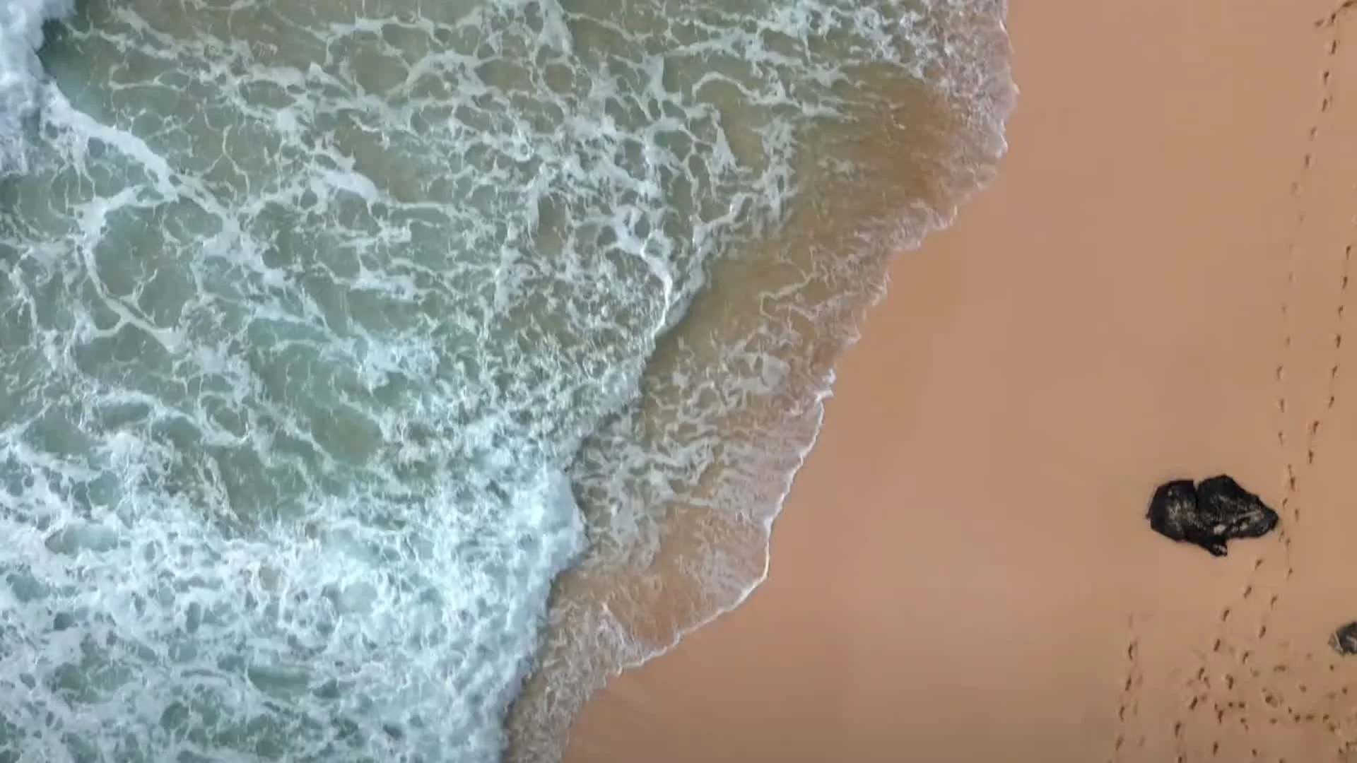 Gentle Pacific waves along a Hawaiian beach