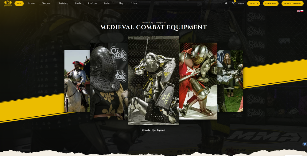 Historicum ecommerce website homepage