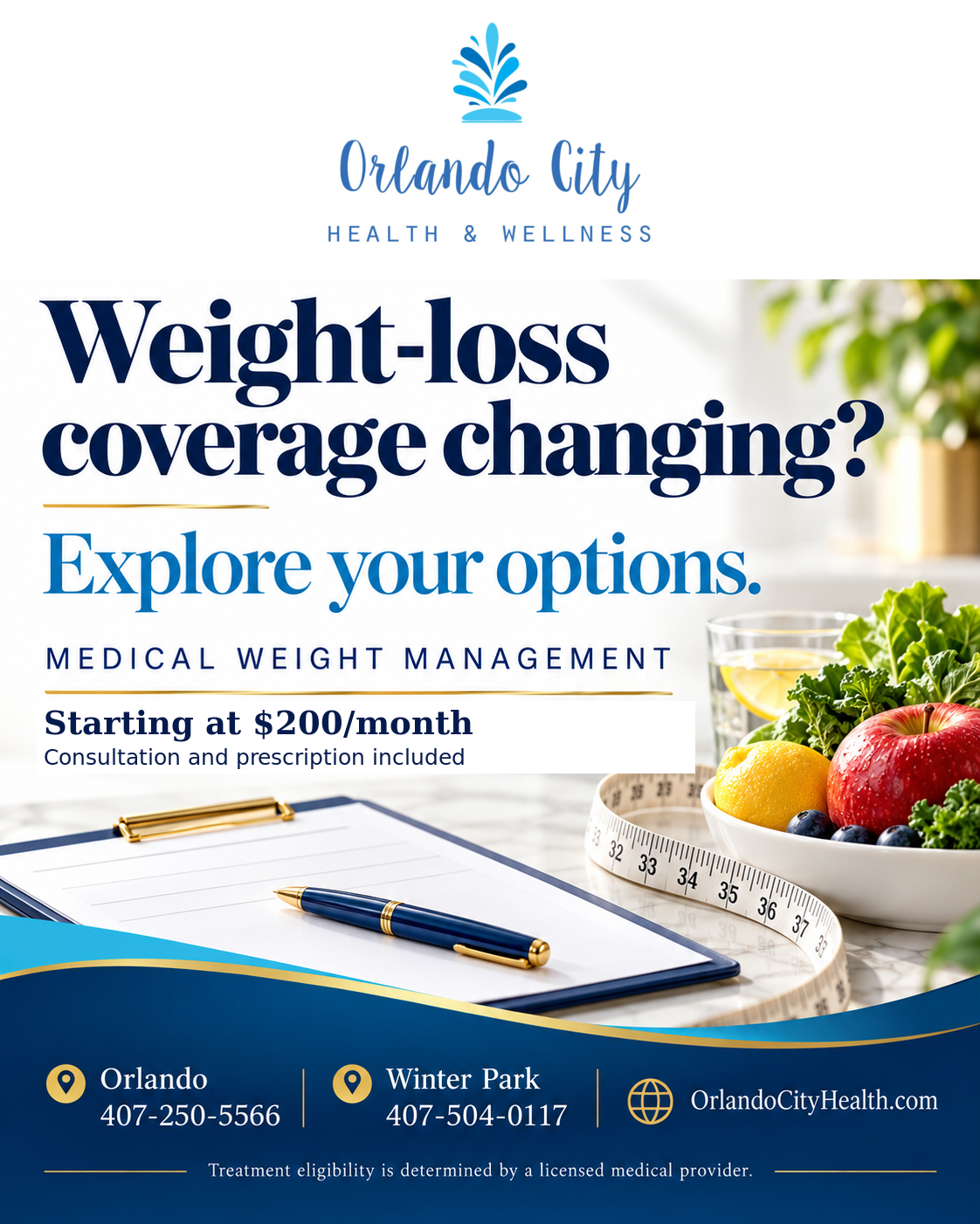 Orlando City Health and Wellness medical weight-management consultation options and contact information