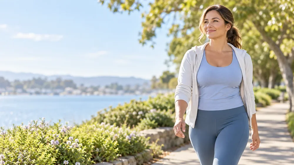 Woman walking outdoors as part of an active lifestyle