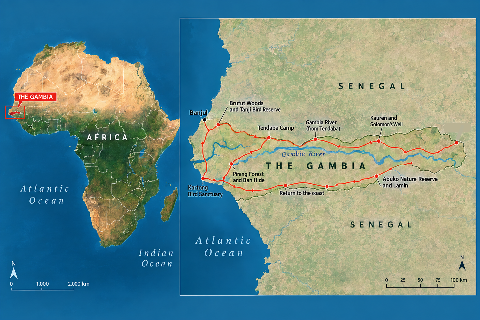 Gambia Expedition Route Map