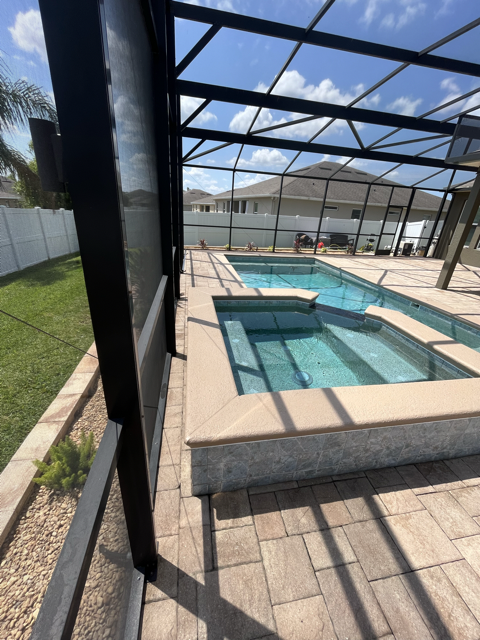 Cleaned pool cage frame and enclosure in Orlando