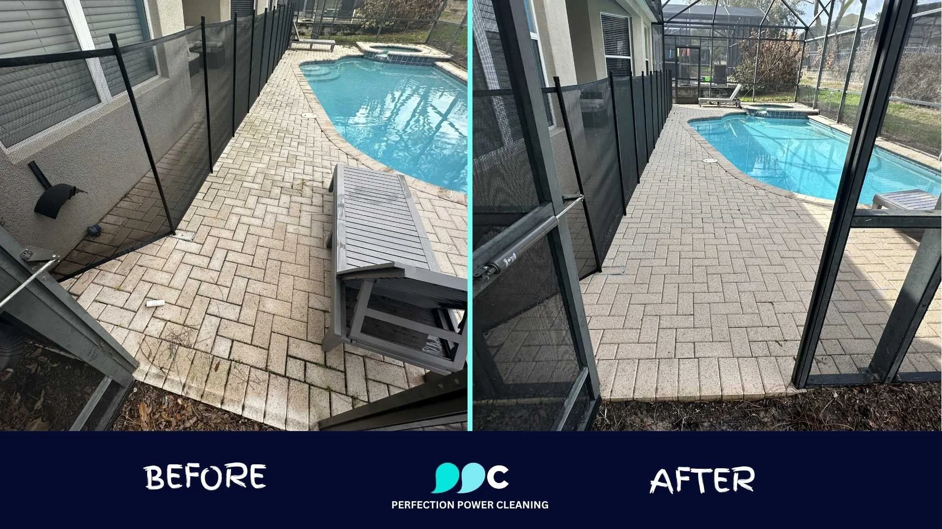 Orlando pool deck cleaning before and after transformation