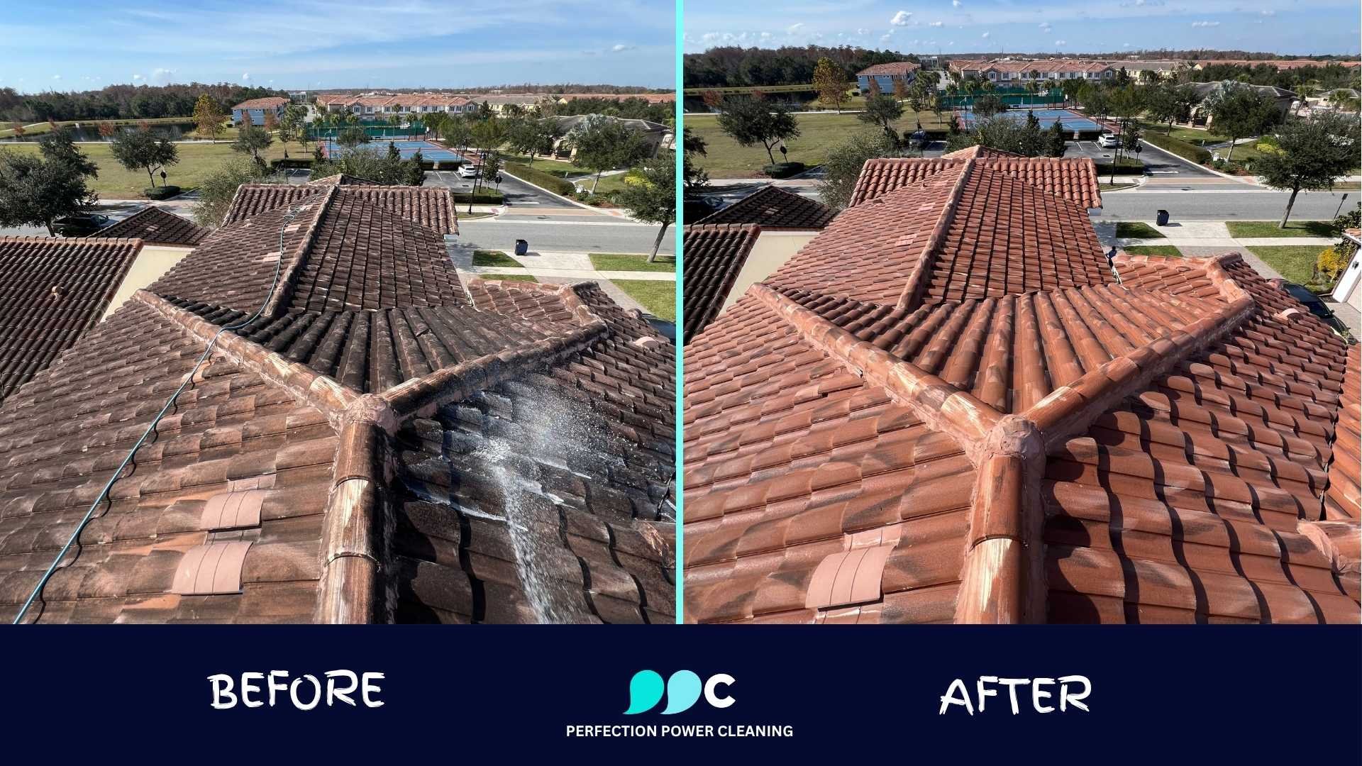 Orlando roof washing before and after transformation