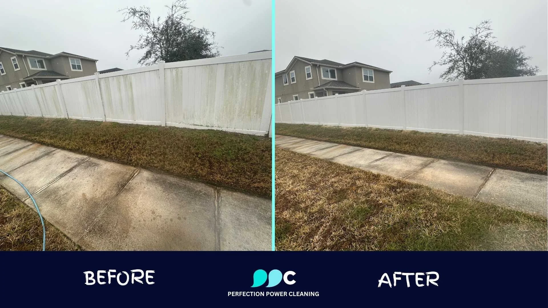 Orlando fence cleaning before and after transformation