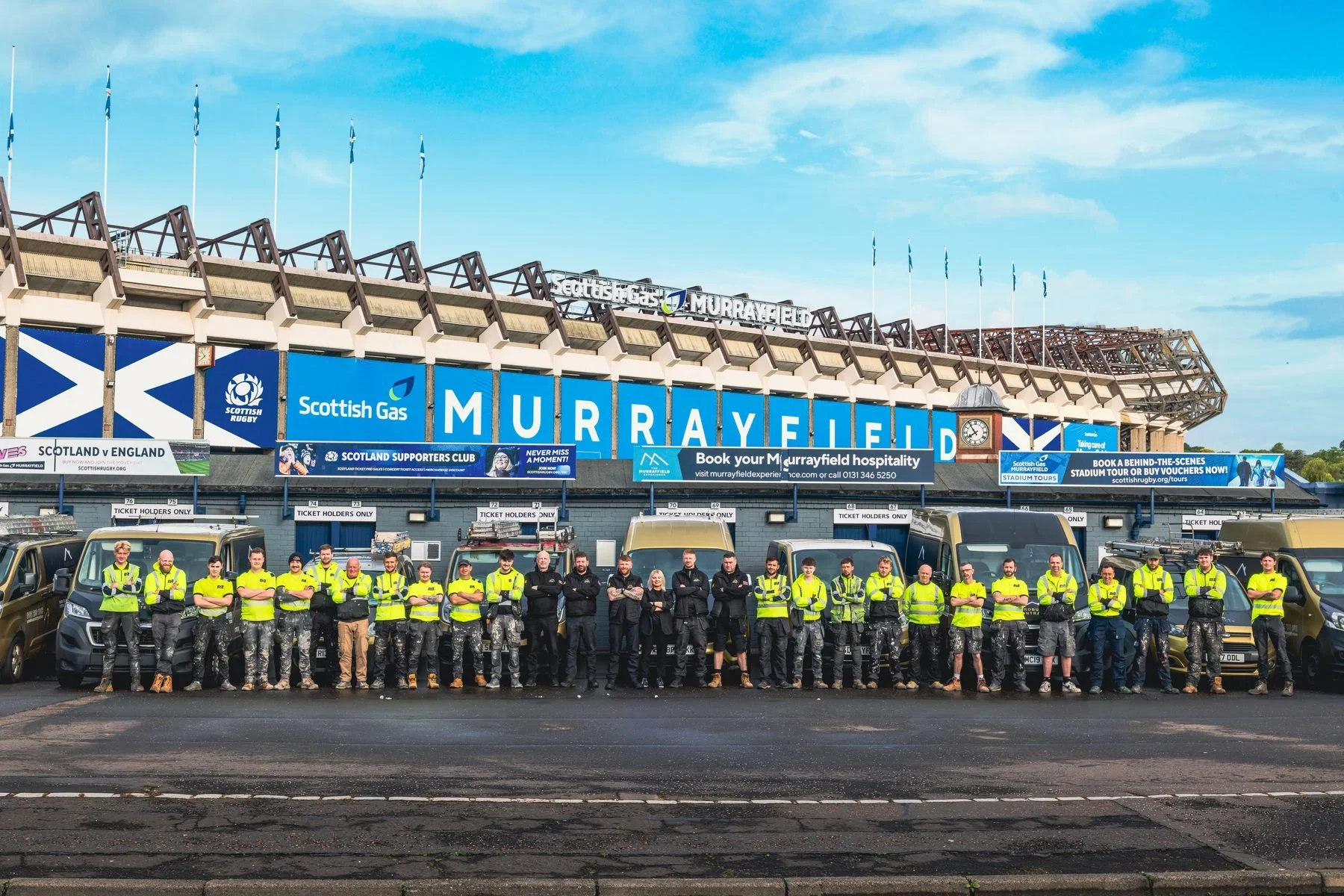 Probuild Contracts team at Murrayfield Stadium, Edinburgh