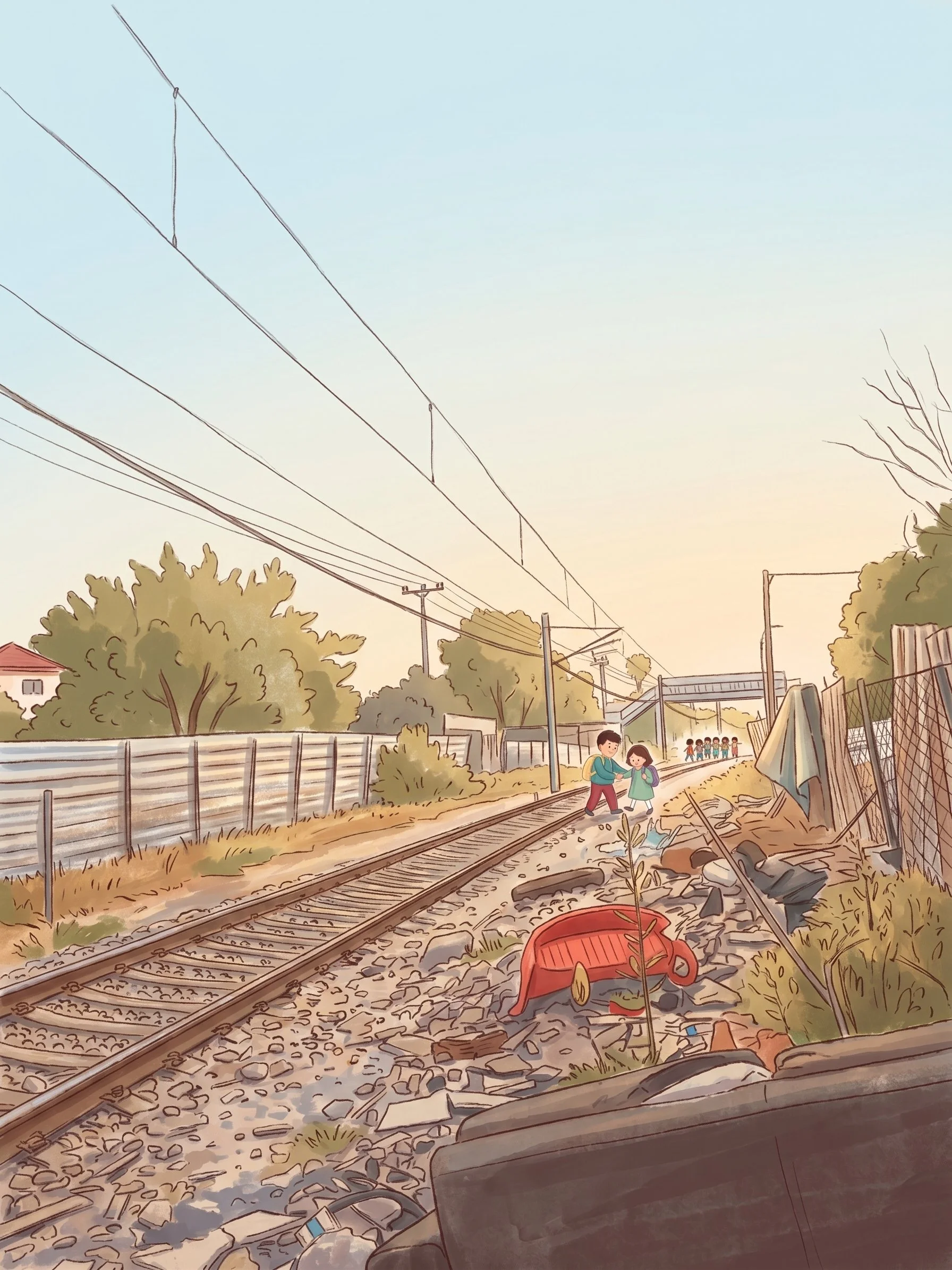 Railway crossing on the way to school in Lydd