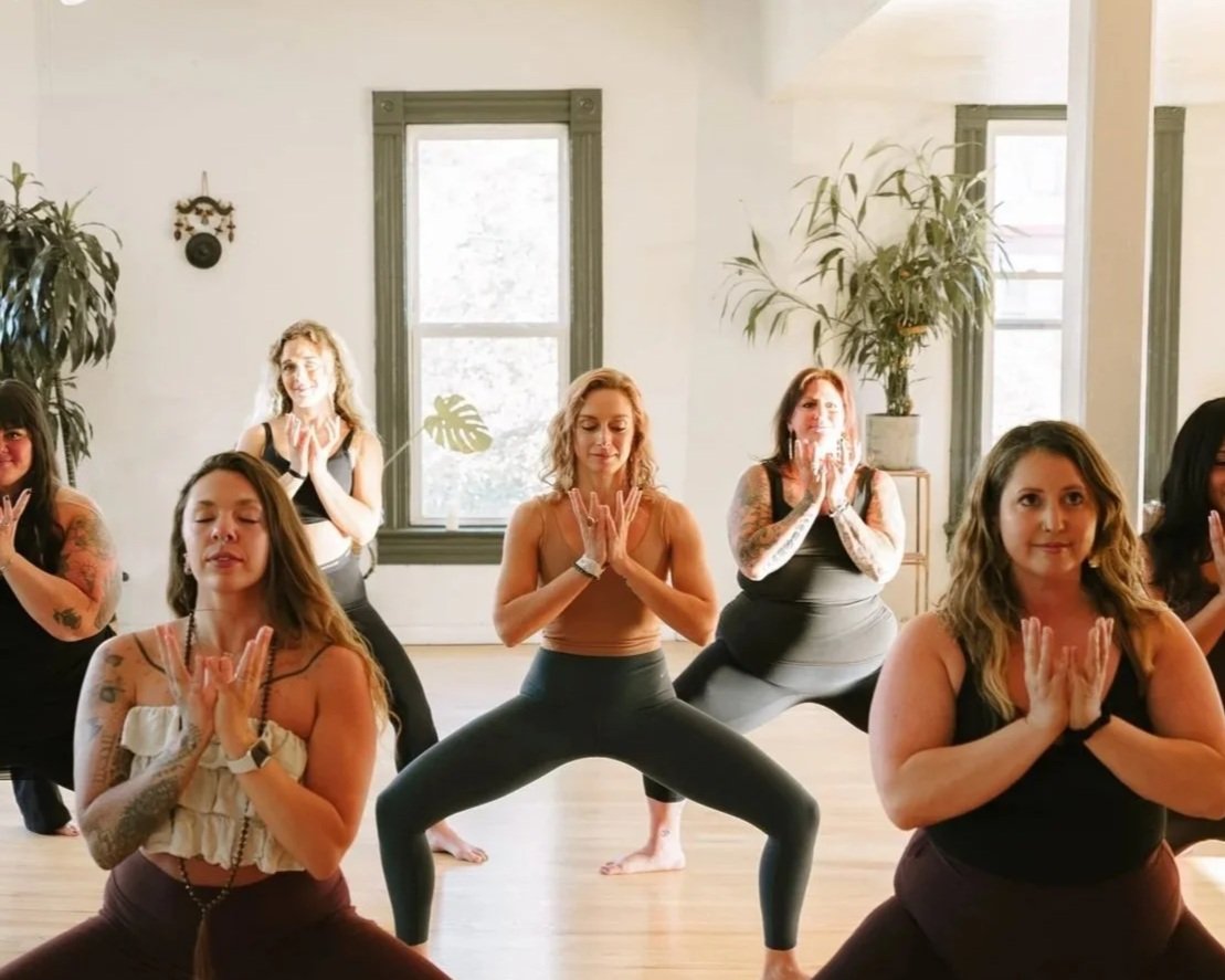 Studio yoga action shot