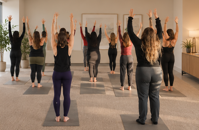Corporate yoga session