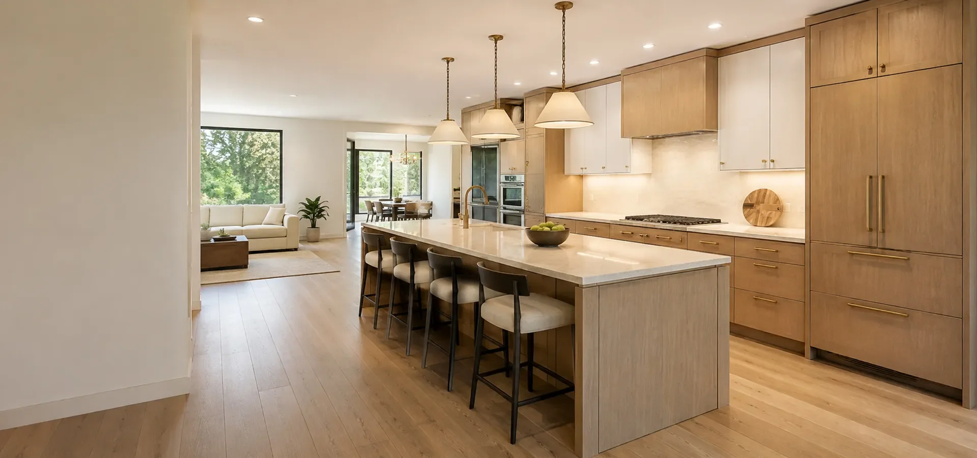 Layered kitchen lighting in a Kirkland kitchen remodel